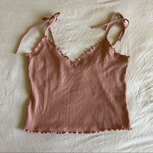 Lost + Wander Pink Tie Strap Tank Top
